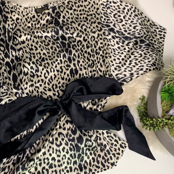 SCOOP Beach Cheetah Stretch cover up blouse small with sash belt - Picture 7 of 7